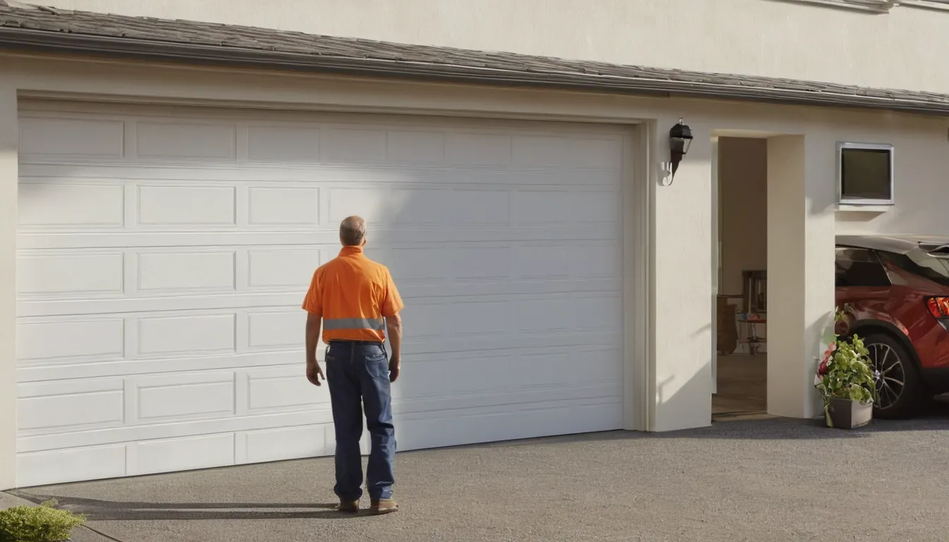 A local garage door provider checking a door near Saginaw